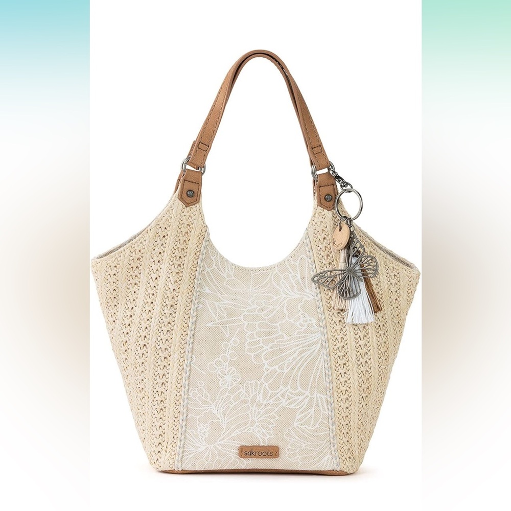 Sakroots Roma Straw hobo bag